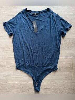Lulu's Navy V-Neck Bodysuit